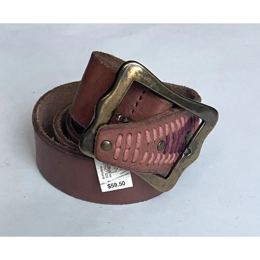 Lucky Brand Leather Belt Stitched Embroidery Size‎ L
